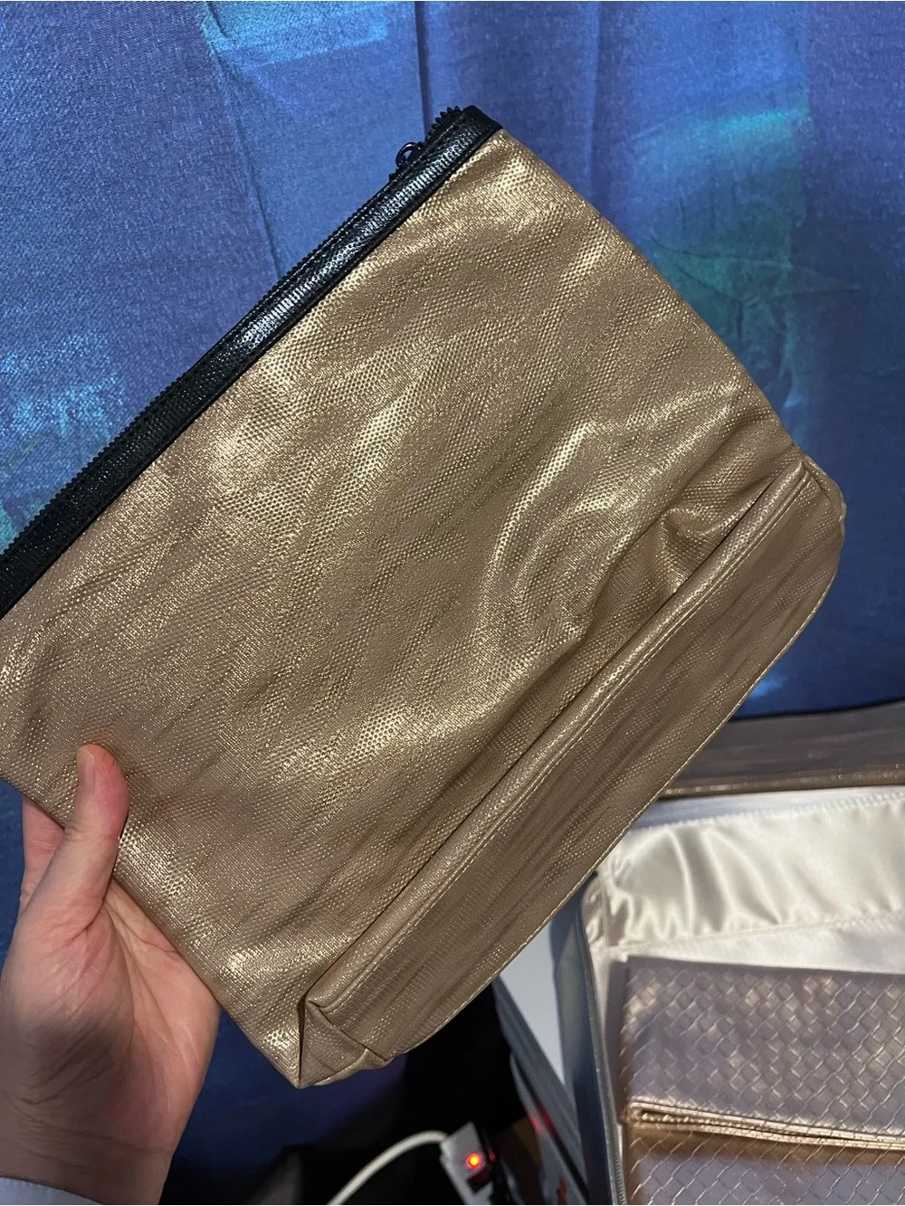 Metallic Rose Gold cosmetic bag—-4